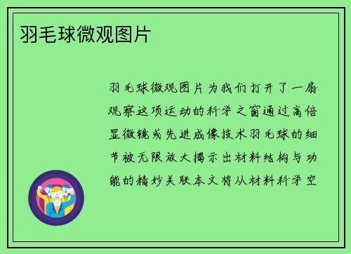 羽毛球微观图片